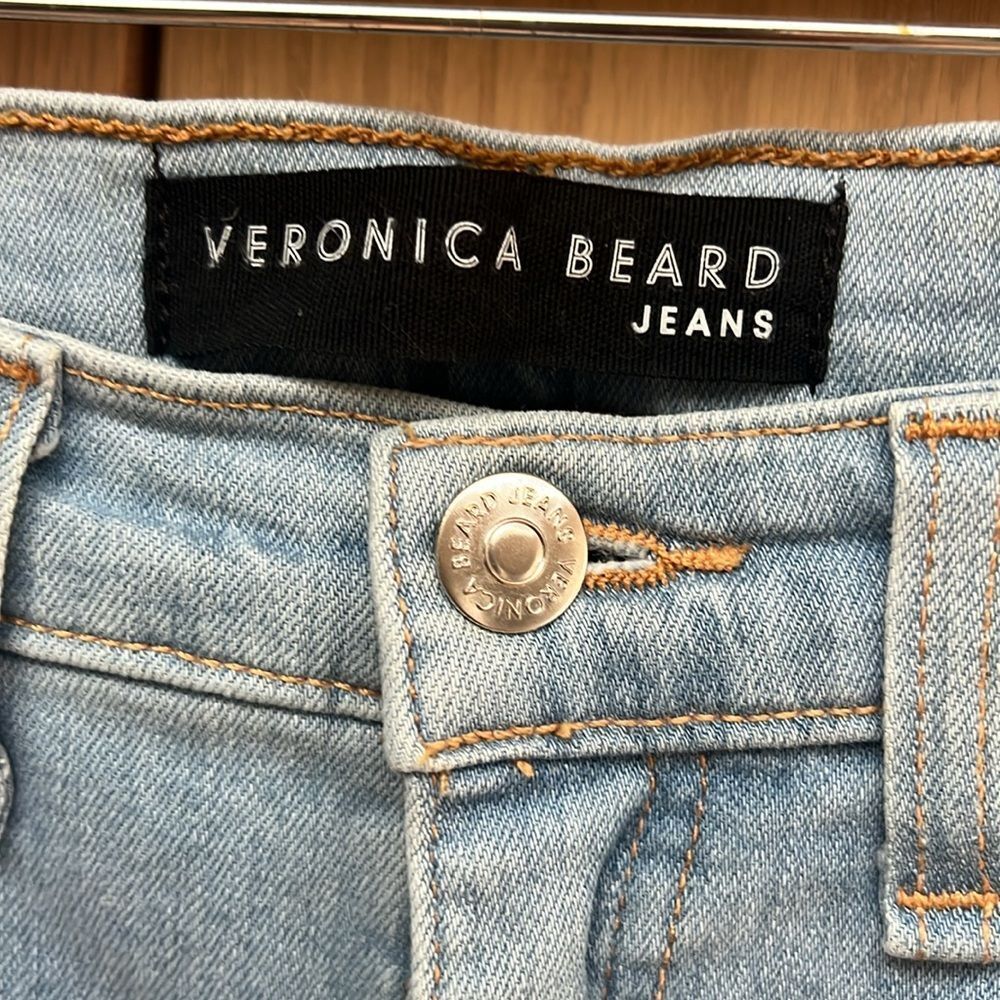 Veronica Beard Jackie In Sky W/Fray Straight Leg Jeans Size 31 EUC - Picture 4 of 8